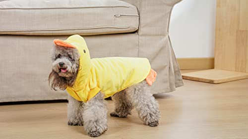 Mogoko Duck Dog Costumes, Pet Halloween Cosplay Hoodies, Adorable Yellow Duck Costume,Animal Fleece Hoodie Warm Outfits Clothes - size: Back:10.2",Neck:11",Chest:14.2"