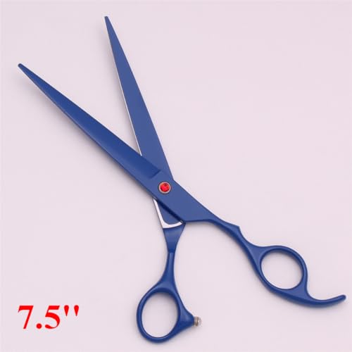 Professional Pet Grooming Shears Set – 7.5" Straight & Curved Cutting Scissors, 7.5" Thinning & Fishbone Shears with Grooming Comb, Complete Scissors Kit for Dogs & Cats (Blue) - color: Blue