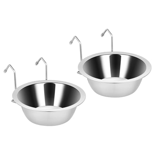Fri4Free 2PCS Kennel Water Bowl Hanging,Stainless Steel Puppy Bowls for Small Dog Cage,Kennel, Crate, Catio Accessories,Dog Crate Water Bowl Dish Feeder Food Holder No Spill(8oz/1cup) - size: 8.0oz