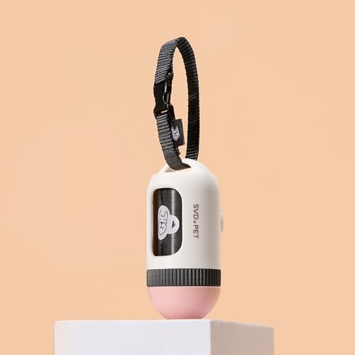 SVD.PET Dog Poop Bag Dispenser, Retractable Dog Waste Bag Holder for Leash, Pet Poop Bag Holder with 15 Bags, Dog Walking Accessory (White/Pink) - color: White/Pink