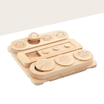 Wooden 3-in-1 Treat Puzzle Feeder for Small/Medium/Large Dogs | Level 1 Puzzle Starter Pack