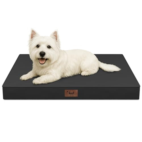 Waterproof Orthopedic Dog Crate Bed for Small Dogs & Cats | Egg Crate Foam, Fits 24x18 Crates, TPU Waterproof Layer, Machine Washable 1680D Oxford Cover, Small Pets Up to 20 lbs - color: Black, size: 23.0"L x 17.0"W x 2.5"Th