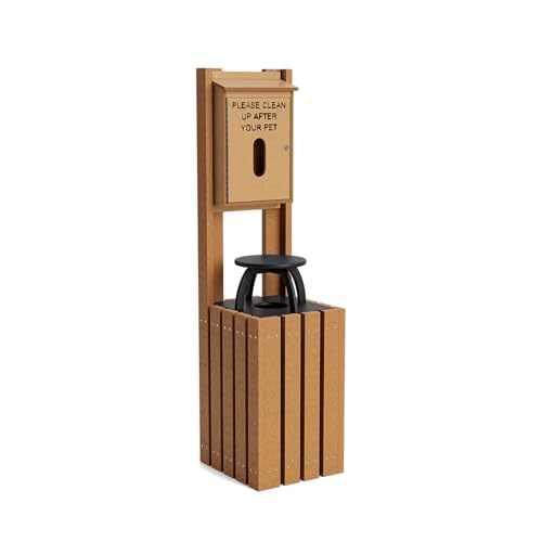 Pet Waste Station for Dog Parks, Trails & Public Spaces | Made of Highly Durable Recycled Wood | Weatherproof with Lock Box and Rain Cover - Cedar - color: Cedar
