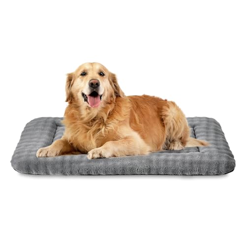 Dog Bed Mat Crate Pad for Large Dogs, Washable Soft Pet Sleeping Mat Kennel Pad with 3D Bubble Pattern, Grey, 42"x 28" - color: Grey, size: 42"L x 28"W x 1.5"Th