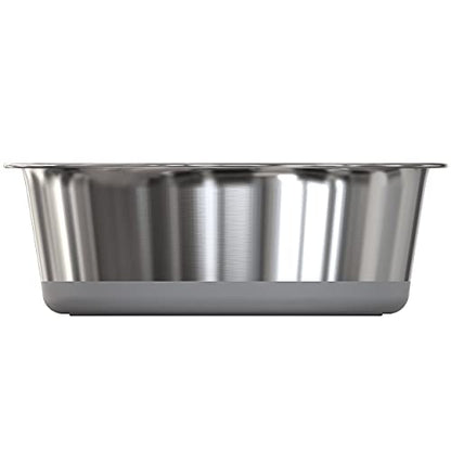 2.5 lb Weighted Dog Bowl - No Slip, No Tip - Heavy Stainless Steel Dog Bowl with Silicone Rubber Foot | Heavy Stainless Steel dog bowl with silicone rubber foot