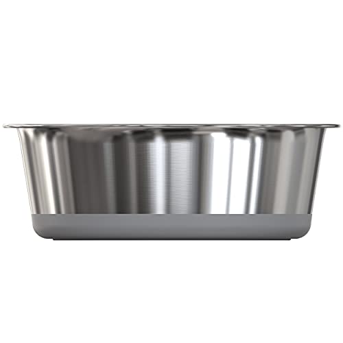 2.5 lb Weighted Dog Bowl - No Slip, No Tip - Heavy Stainless Steel Dog Bowl with Silicone Rubber Foot | Heavy Stainless Steel dog bowl with silicone rubber foot