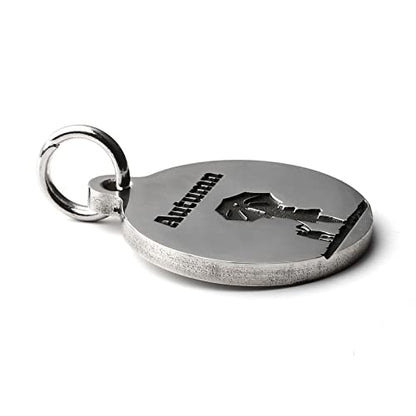 Deep Engraved Dog ID Tag Stainless Steel Personalized Customized Unique Pet ID Card Wolf Round (Rain M) - size: Rain M