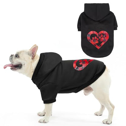 SCENEREAL Valentine Dog Hoodie Sweaters with Leash Hole, Warm & Soft Fleece Dog Sweater & Sweatshirt for Small Medium Large Dogs, Pets Clothes Cold Weather Costume, Heart Print M - color: Black (Heart Print), size: Medium