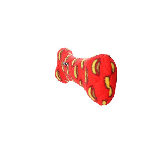 MIGHTY Tuffy 2 Pack Bone Dog Toy: Ultra Durable Plush Toy with Multiple Layers & Reinforced Seams, Washable and Floats, Vinyl Bone & Fleece - color: 2PK Red Bone