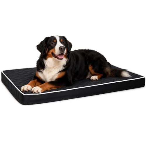 NUPIDA Orthopedic Dog Beds for Extra Large 48 inch Dog Crate Bed Waterproof Pet Kennel Pad with Removable Washable Cover and Non-Slip Bottom, 47x29 Inch, Black - color: Black, size: 47.0"L x 29.0"W x 4.0"Th