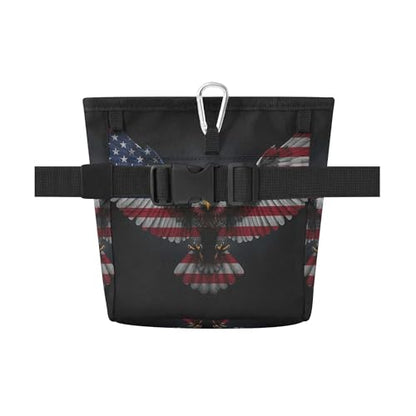 Independence Day Water-Resistant Dog Treat Pouch, 3 Ways to Wear Treat Bag with Magnetic Closure & Reflective Strip, Hands-Free for Pet Training, Walking