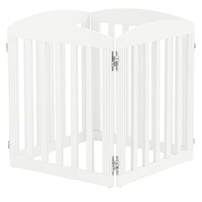 SPIRICH 96" Extra Wide 28" Tall Wooden Freestanding Foldable Dog Gate, Pet Gate Indoor, 4 Panels, White - color: Antique White, size: [4 Panels]96"W x 28"H