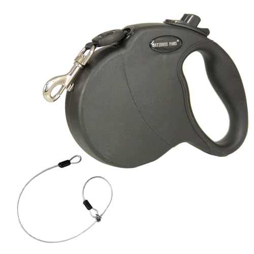 16FT Retractable Dog Leash for Medium Dogs up to 44lbs with Chew Proof Steel Wire Extender, Lightweight, Durable & Safe One-Hand Operation Black M - color: Black, size: Medium