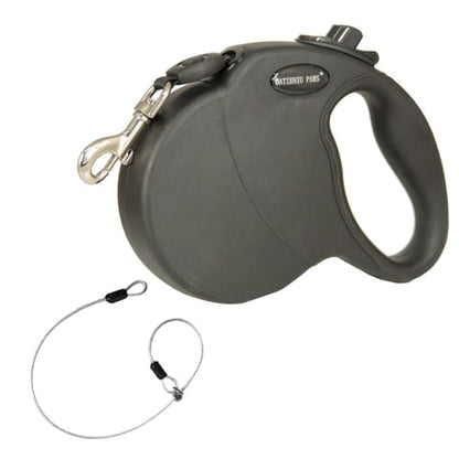 16FT Retractable Dog Leash for Medium Dogs up to 44lbs with Chew Proof Steel Wire Extender, Lightweight, Durable & Safe One-Hand Operation Black M - color: Black, size: Medium
