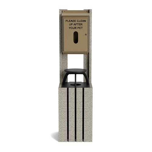 Pet Waste Station for Dog Parks, Trails & Public Spaces | Made of Highly Durable Recycled Wood | Built in Trash Can and Bag Dispenser | Weather Resistant & Built to Last - Weathered - color: Weathered