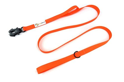 6ft Blaze Orange Dual Handle Silicone Tactical Dog Leash for Medium, Large, Giant Breeds | Quick Release Swivel Clip Carabiner | Coated Nylon Heavy Duty | Strong Puller | Training Leashes - color: Blaze Orange