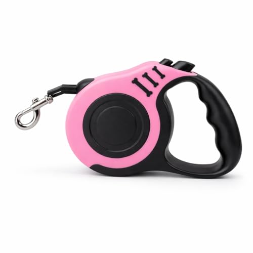 Retractable Dog Leash 16.5 ft Heavy Duty with One-Button Brake & Lock, Tangle-Free Swivel Hook, Comfortable Anti-Slip Handle for Small & Medium Dogs (Pink and Black) - color: Pink and Black
