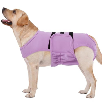 Lelepet Reusable Dog Diapers Female, Dog Period Panties, Washable Belly Band Dog with Suspenders, Dog in Heat Products, Soft Adjustable Doggie Onsie with Hole Tail, Purple, M - color: Purple, size: M