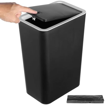 Dog Waste Bin with Lid, 3.2 Gal/12 L Pet Poop Container, Includes 50 Waste Bags, Slim Rectangular Indoor Outdoor Trash Can for Garage, Garden, Living Room