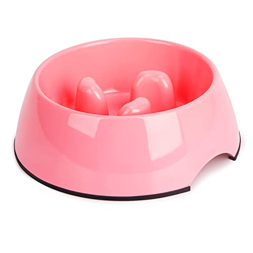 SUPERDESIGN Slow Feeder Dog Bowl 1/2 Cup for Small Medium Breed - Anti-Gulping Healthy Eating Interactive Bloat Stop Alternative Non-Slip Puzzle Cat Food Bowl, Rose Red - color: Rose, size: S