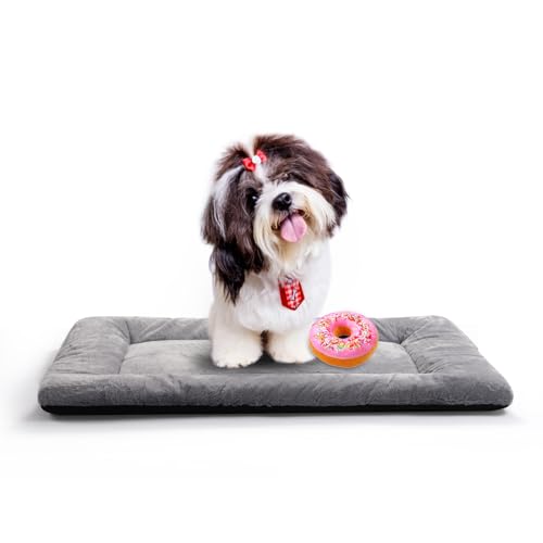 Dog Beds Crate Pad for Small Dogs Ultra Soft Dog Crate Bed Washable & Anti-Slip Kennel Pad,Cat Bed Pad Mat,Gray 24inch - color: gray, size: 24.0"L x 18.0"W x 1.0"Th