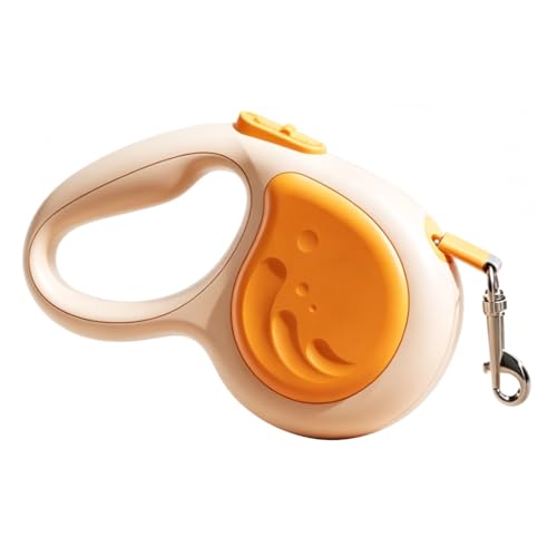 Retractable Puppy Leash, Dog Extendable Walking Leash with Ergonomic Anti Slip Grip & Reinforced Nylon Tape, Portable One Click Brake Pet for Large Dogs Walking (Orange)