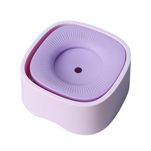 Spill Proof Dog Water Bowl - 37oz Large Capacity No Drip Pet Dish, Safety Foam in the Dog Bowl, No Spill Bowl for Elevated Design Mess Proof is Easy to Clean, is Suitable for All Pets (Purple) - color: Purple