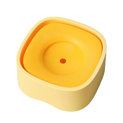 Spill Proof Dog Water Bowl - 37oz Large Capacity No Drip Pet Dish, Safety Foam in the Dog Bowl, No Spill Bowl for Elevated Design Mess Proof is Easy to Clean, is Suitable for All Pets (Yellow) - color: Yellow
