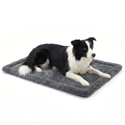 Dog Bed for Crate, Leak-Proof Soft Plush Dog Crate Bed for Dogs & Cats, Machine Washable Dog Bed Mats, Dog Pad for Crates, Travel & Home (Gray, 35"x23"x2") - size: 35"x23"x2"