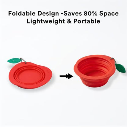 Collapsible Silicone Dog Bowl (Red) - color: Red