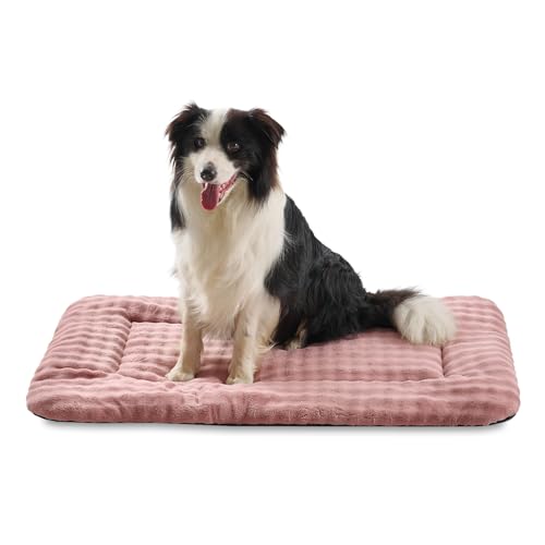 Dog Bed Mat Crate Pad for Large Dogs, Washable Soft Pet Sleeping Mat Kennel Pad with 3D Bubble Pattern, Dusty Pink, 36"x 23" - color: Dusty Pink, size: 36"L x 23"W x 1.5"Th