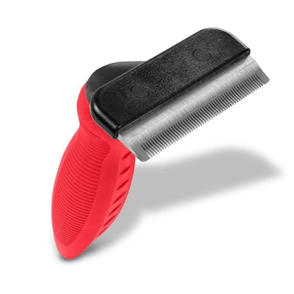 RYAN'S PET SUPPLIES Deshedding Tool, Red, Medium, Professional Dog Grooming Brush for Shedding, Pet Hair Remover, Fur Removal Brush for Medium and Long Pet Hair - size: Medium
