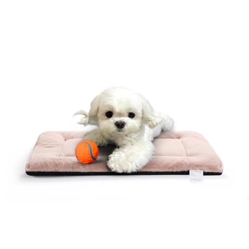 Dog Beds Crate Pad for Extra Small Dogs Ultra Soft Dog Crate Bed Washable & Anti-Slip Kennel Pad for Dogs Cozy Sleeping Mat,Pink 22inch - color: pink, size: 22.0"L x 13.0"W x 1.0"Th