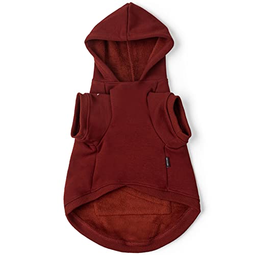 Koneseve Dog Hoodie Fleece Puppy Clothes Warm Sweater with Hat for Small Dogs Cat Hooded Shirt Kitten Pet Basic Hoodies Sweatshirt with Pocket Doggie Soft Winter Coat Apparel (Red; L) - color: Red, size: L-(9~17lb) | Chest(~17.7")