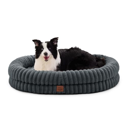ChiXnuggle Orthopedic Dog Bed, Washable Cover, Faux Fur Bolster Pet Couch | waterproof,egg crate foam,non-slip bottom,for extra large dogs,dark grey,41*30*7,dog sofa - color: Dark Grey, size: XL(41*30*7)