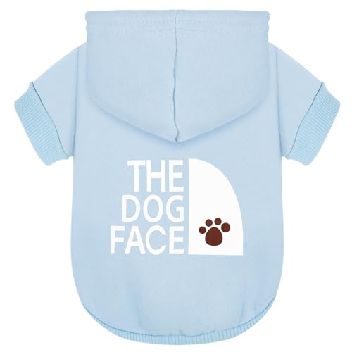 Paiaite Light Blue Chihuahua Dog Hoodie: Keep Your Pup Warm and Stylish with a 'The Dog Face' Printed Sweatshirt Pet Clothes, and Sweater Coat All in One Perfect for Winter and Cool Summer Nights! S - color: Light Blue, size: S-(3~5.5lb) | Chest(~15.7")