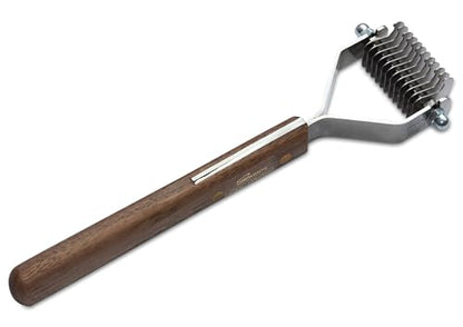 Mars Coat King Blunt Dematting Undercoat Grooming Rake Stripper Tool for Dogs and Cats, Stainless Steel with Wooden Handle, Made in Germany, 12-Blade