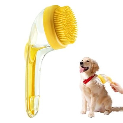 2026 New Dog Bath Brush Soft Silicone Bristle for Bathing Pets Grooming Massage BrushPet Bath Brush with Shampoo Dispenser, (yellow-b) - color: yellow-b
