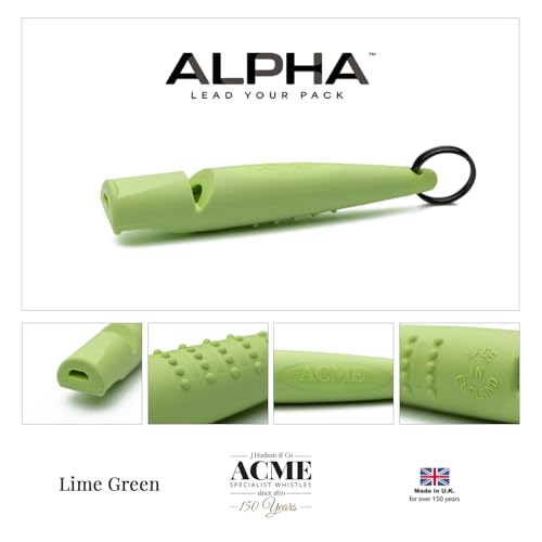 ACME Alpha 211.5 Professional Dog Training Whistle with Enhanced Ergonomic Grip. BPA-Free Plastic. 110 dBA. Long Range. Standardized Frequency. Weatherproof. Made in the UK (Lime Green) - color: Lime Green