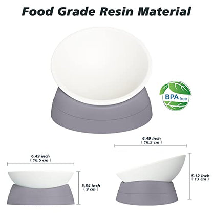 Elevated Cat Bowls, 2 Pack Adjustable Raised Slanted Food Bowls for Cats and Small Dogs, Wide Shallow PP Dishes with TPR Non Slip Bases, Whisker Friendly, 17 oz Each - color: Milky White, Light blue & Milky White, Grey