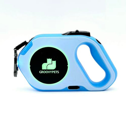Rechargable Super Bright LED Flashlight Color Streamer Ring Anti-Tangle Retractable Sturdy Nylon Dog Leash, 16-ft Long, 3/8-in Wide (Blue) - color: BLUE