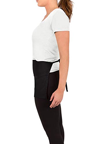 KNG Waitress Apron with 3 Pockets – 11 inch Waist Apron - color: Black, size: 1 Pack