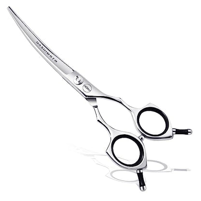 HASHIMOTO Curved Dog Grooming Scissors, 6.5 inch, Designed for Large Hands | 30 Degree of Curved Blade, Large Finger Holes, Sharp, 440C Stainless Steel - size: 6.5", style: Curved (Large Finger)