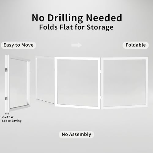 Extra Wide Clear Dog Gate 24" Tall Clear Acrylic Freestanding Dog gate Transparent Pet Gate for Doorways Stairs 3 Panel(55"-70" W) - size: 24"H x 72"W (3 Panels x 24"W Each)