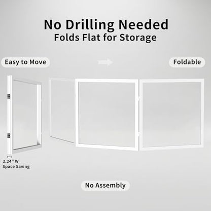 Extra Wide Clear Dog Gate 24" Tall Clear Acrylic Freestanding Dog gate Transparent Pet Gate for Doorways Stairs 3 Panel(55"-70" W) - size: 24"H x 72"W (3 Panels x 24"W Each)