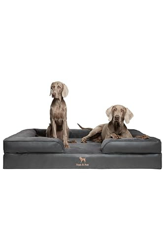 NOAH & PAW Giant Dog Bed XXL, 55x45x11 Inch, Orthopedic Dog Beds, Eggshell Memory Foam Infused with Cooling Gel, Inner Cover, Water Resistant, Machine Washable (Faux Leather) - color: Vegan Leather - Charcoal, size: XX-Large
