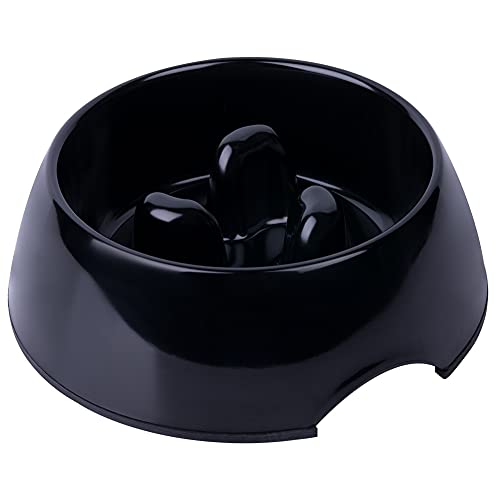 Super Design Slow Feeder Dog Bowl, Melamine, 1.5 Cup, Black, 8.6 x 8.4 x 2.7 in, 1.39 Pounds - color: Black, size: L