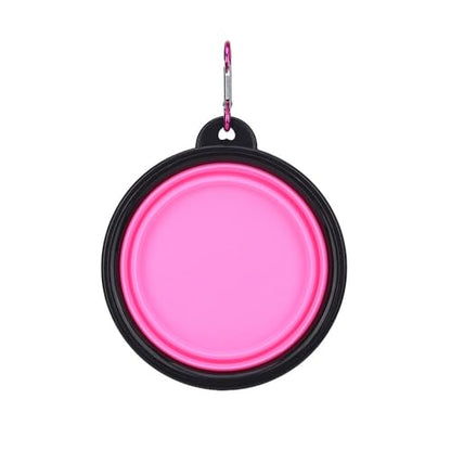 Silicone Foldable Pet Food Water Feeder, Collapsible Travel Bowl for Dog and Cat, Outdoor Portable (Pink) - color: Pink