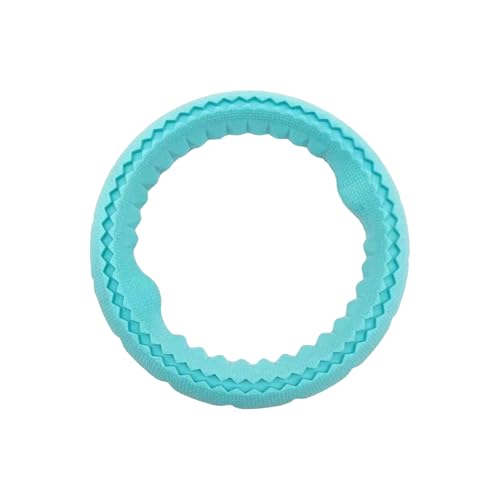 Dog Chew Ring Toy, Durable Rubber Teething Ring Aggressive Chewers, Non-Toxic Dental Cleaning Toy for Small & Medium Dogs, Interactive Fetch Tug Toy Mint Blue