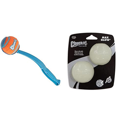 Chuckit! Sport Dog Ball Launcher and Glow in The Dark Balls Bundle for Dogs 20-60 lbs